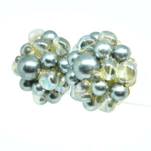 TRIFARI Signed Silver Tone Gray Plastic Clear AB